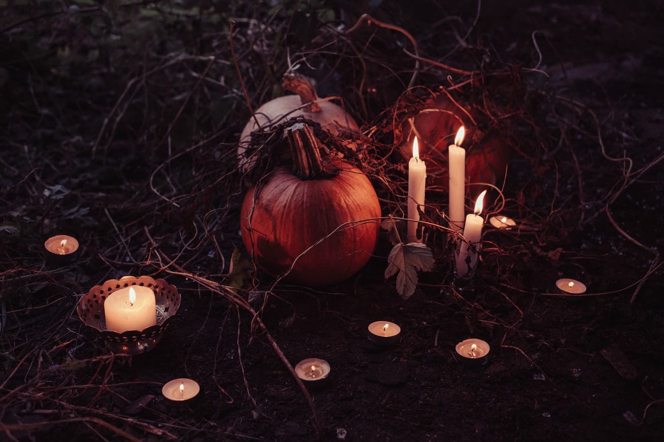 pumpkins and candle